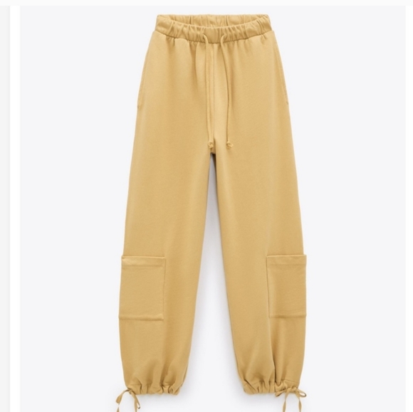 Zara Pants - ZARAS Yellow Cargo Drawstring Sweat Pants Size S